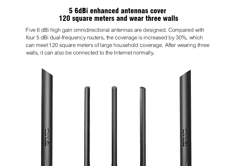 TENDA AC11 2.4GHz Plus 5GHz WiFi AC 1200M Large-scale Gigabit Dual-band Wireless Router - Black