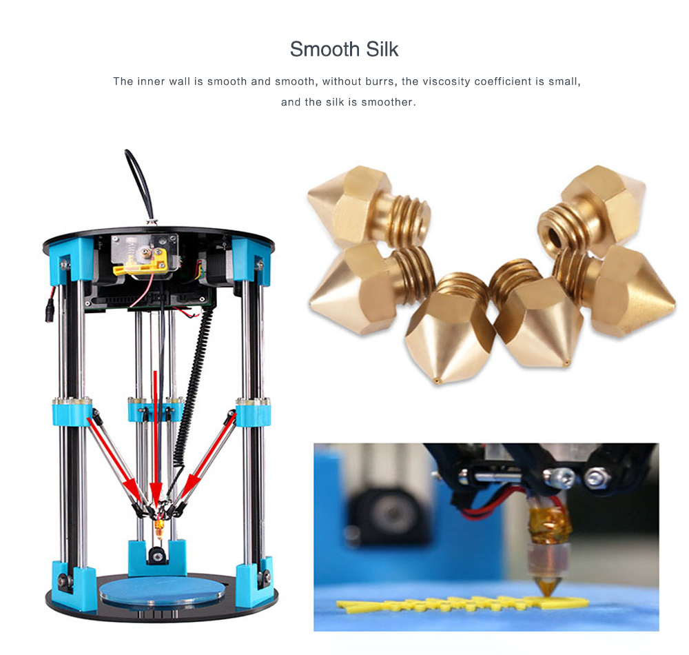 Anet 6pcs 3D Printer Part Extruder Brass Nozzle Head 0.4mm / 0.3mm / 0.2mm