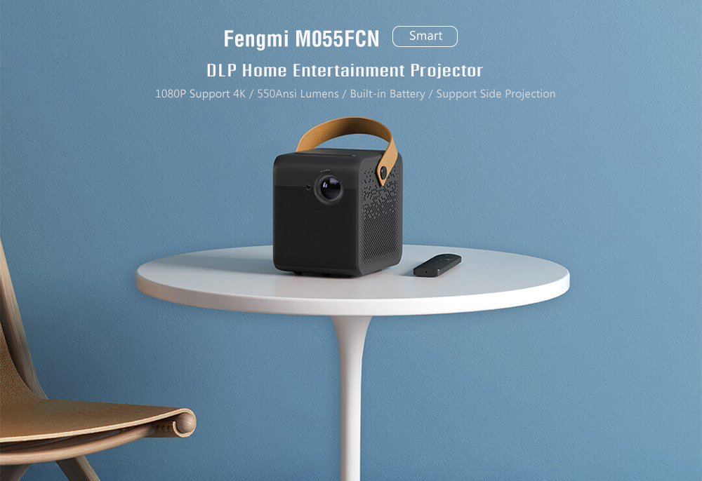 Fengmi M055FCN Smart DLP Home Entertainment Projector 1080P Support 4K / 550Ansi Lumens / Android / Support Side Projection / USB3.0 + HDMI - Black