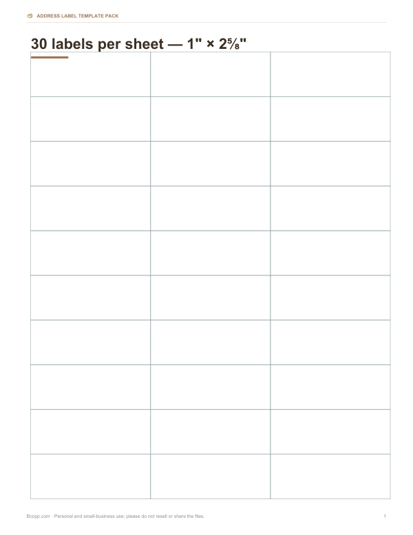 Preview of Printable Address Label Size Templates